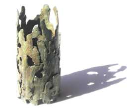Massif Bronze Big Trunk/ Decorative Plane-Tree Bark Stuck With Wax/ Cast in Bronze/ Hollow Trunk Holes/ Brown Green Patin/ 30-13 cm - thumbnail 1