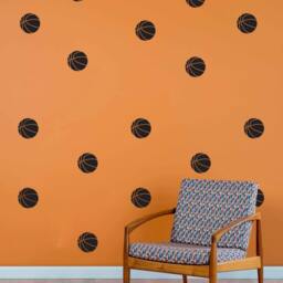 Basketball Pattern Vinyl Wall Decals - Sports Kids Room Decor - thumbnail 2