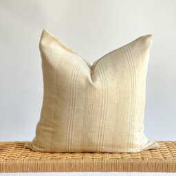 Neutral Boho Pillow Cover Set Textured Beige Linen, Handmade - thumbnail 3