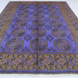 6'6x9'2 Ft Navy Blue Area Rug, Afghan Hand Knotted Veg Dyes Soft Plush Wool Carpet, Turkmen Tribal Ersari Oriental Living Room Rug - thumbnail 2