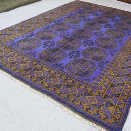 6'6x9'2 Ft Navy Blue Area Rug, Afghan Hand Knotted Veg Dyes Soft Plush Wool Carpet, Turkmen Tribal Ersari Oriental Living Room Rug - thumbnail 3