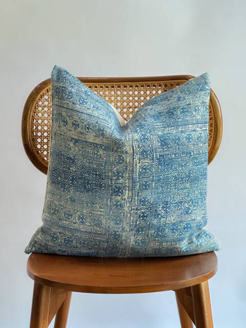 Indigo Neutral Tribal Hemp Hand Woven Natural Dye Color Lumbar Pillow Cover - image 1