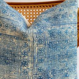 Indigo Neutral Tribal Hemp Hand Woven Natural Dye Color Lumbar Pillow Cover - thumbnail 2