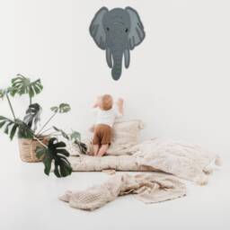 Wooden Elephant - Safari Nursery Decor - Wall Art - Elephant Jungle Art - thumbnail 1