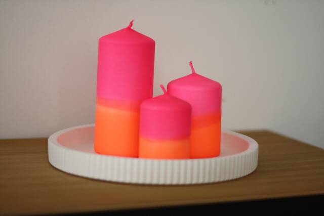 Dip Dye Block Candle/Colorful Candles Neon Gift - image 1