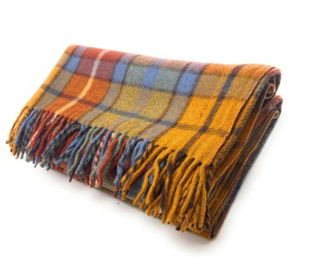 Buchanan Ancient Tartan Wool Knee Blanket, Scottish Made, Fringed Throw - image 1