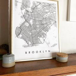 Brooklyn Map Street New York City Drawing Black & White - Art Print Wedding Anniversary Moving Gift Wall Travel Local Decor - thumbnail 3