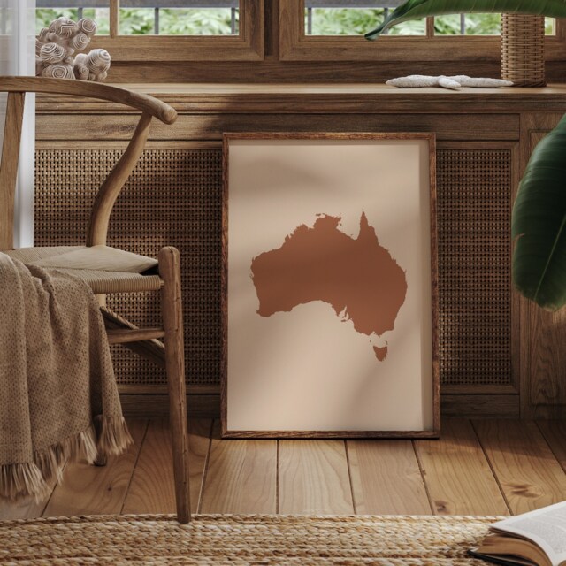 Australia Map Boho Wall Art Print Mid Century Travel Poster - image 1