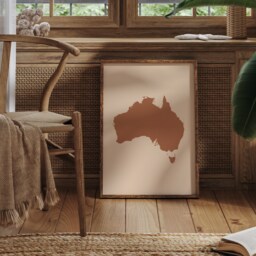 Australia Map Boho Wall Art Print Mid Century Travel Poster - thumbnail 1