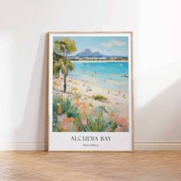 Alcudia Bay Poster, Mallorca Poster, Mediterranean Spain Spanish Travel Art, Print, Art - thumbnail 3