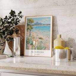 Alcudia Bay Poster, Mallorca Poster, Mediterranean Spain Spanish Travel Art, Print, Art - thumbnail 2