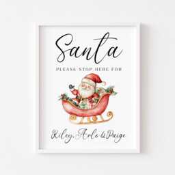 Santa Please Stop Here For Kids Christmas Red Seasonal Unframed Wall Art Poster Print - thumbnail 3