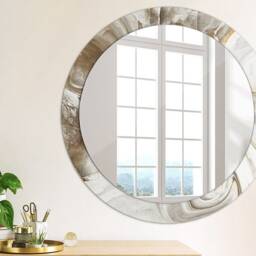 Light Marble, Gray, Round Mirror Frame, Wedding Gift, Decorative Wall, Bathroom - thumbnail 2