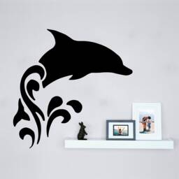 Dolphin Swoosh Vinyl Wall Art, Decal, Sticker, Transfer, Mural, Removable, Decor, Rent Friendly, Interior, Exterior, - 0522 - thumbnail 1