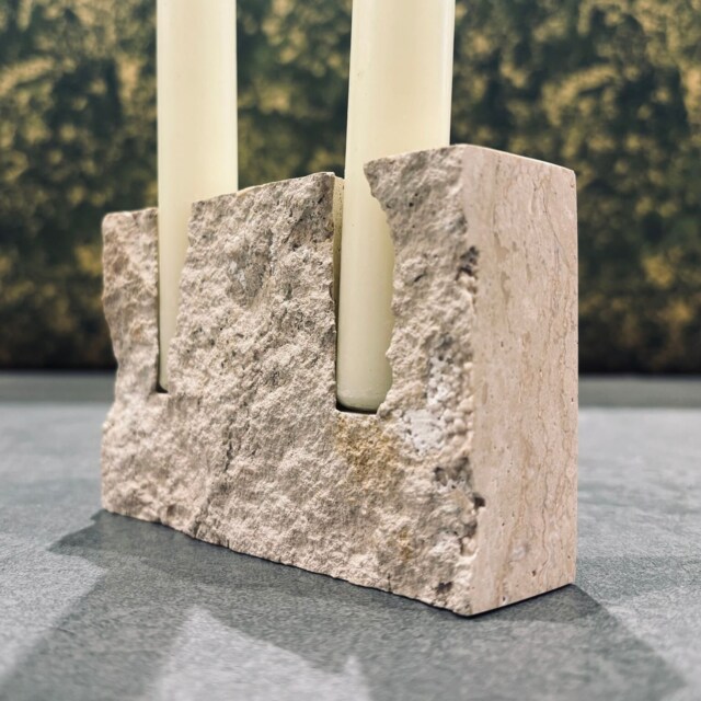 Handcrafted Travertine Natural Minimalist Candlestick Holder - image 1
