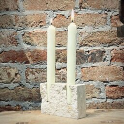 Handcrafted Travertine Natural Minimalist Candlestick Holder - thumbnail 2