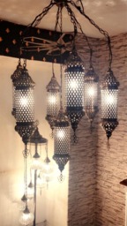 7 Glass Chandelier Lamp, Light, Moroccan Light, Moroccan Lighting, Turkish Light, Moroccan Lamp, Moroccan Pendant, Moroccan Lantern