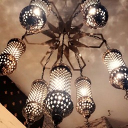 7 Glass Chandelier Lamp, Light, Moroccan Light, Moroccan Lighting, Turkish Light, Moroccan Lamp, Moroccan Pendant, Moroccan Lantern - thumbnail 3