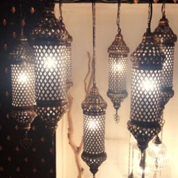 7 Glass Chandelier Lamp, Light, Moroccan Light, Moroccan Lighting, Turkish Light, Moroccan Lamp, Moroccan Pendant, Moroccan Lantern - thumbnail 2