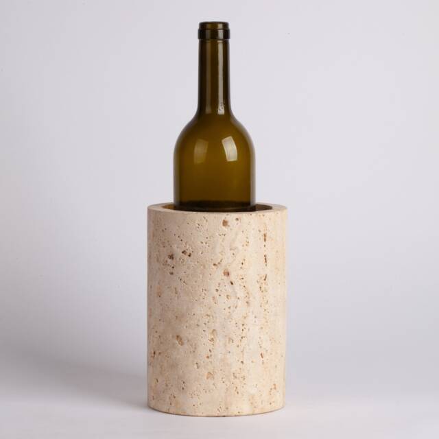 Handmade Travertine Cylinder Vase Natural Stone Wine Chiller - image 1