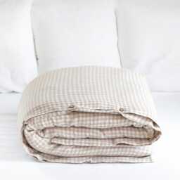 Natural Gingham Linen Duvet Cover - Queen King Bedding Breathable Hypoallergenic Comforter Stonewashed Oeko Tex Flax Midweight - thumbnail 2