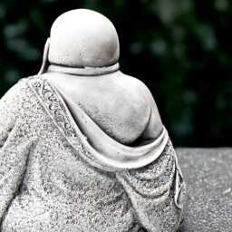 Happiness Buddha Statue Concrete Figurine Massive Sitting Sculpture Outdoor Smiling Ornament Zen Garden Decoration Gift - thumbnail 3