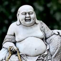 Happiness Buddha Statue Concrete Figurine Massive Sitting Sculpture Outdoor Smiling Ornament Zen Garden Decoration Gift - thumbnail 4