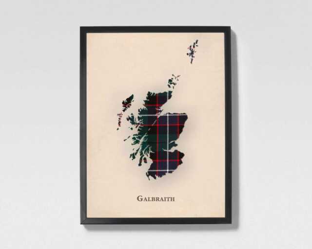 Clan Galbraith Scottish Tartan Map - Of Scotland Family Wall Decor, Ready To Hang - image 1