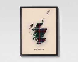 Clan Galbraith Scottish Tartan Map - Of Scotland Family Wall Decor, Ready To Hang - thumbnail 1