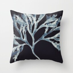 Blue Seaweed Throw Pillow. 18x18 Pillow Case. Dark Teal & Aqua Glam Nautical D??cor. Bohemian Sofa - thumbnail 1