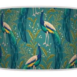 Peacock Feather Drum Lampshade - Teal, Blue, Turquoise & Green Ceiling Light Shade - thumbnail 2
