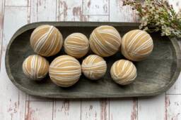 Yellow Striped Rag Balls - Farmhouse Bowl Filler - thumbnail 1
