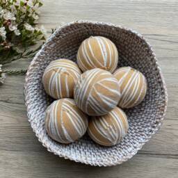 Yellow Striped Rag Balls - Farmhouse Bowl Filler - thumbnail 3