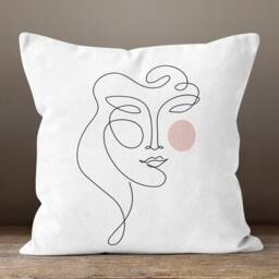 Line Art Face Themed Throw Cushion Cover/Abstract Cartoon Woman Pillow Case/Boho Illustration/Body Silhouette/Modern Wedding Gift - thumbnail 4