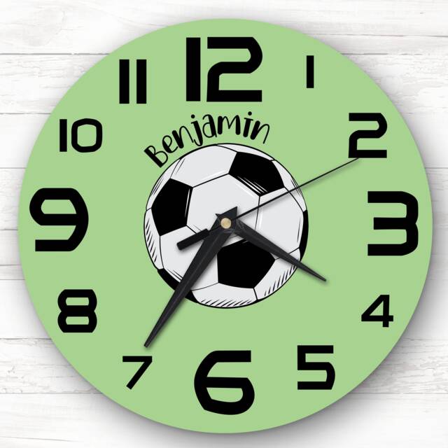 Football Green Boys Room Custom Gift Personalised Clock - image 1