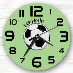 Football Green Boys Room Custom Gift Personalised Clock - thumbnail 1