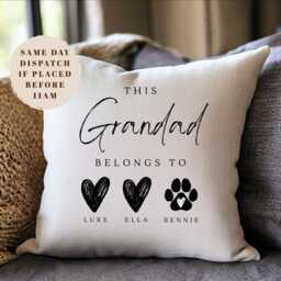 Fathers Day, Grandad Gifts, Personalised Cushion, Gifts For Him, Throw Blanket, Grandpa Home Decor, Custom - thumbnail 1