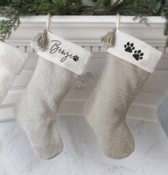 Personalized Dog Christmas Stocking - Custom Pet Name Xmas Paw Cat Neutral For
