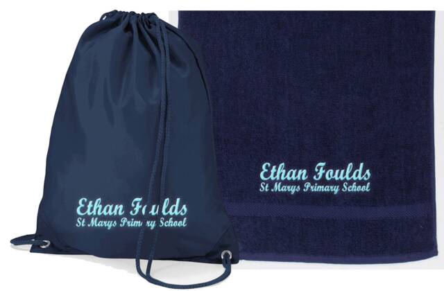 Personalised Swim Bag & Towel Set - Embroidered With Your Name/School Swimming Club Back To Gift - image 1
