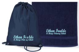 Personalised Swim Bag & Towel Set - Embroidered With Your Name/School Swimming Club Back To Gift - thumbnail 1