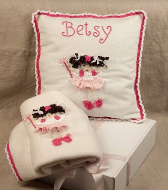 Cheeky Ballerina Set, Personalised Nursery Set , Baby Room Crochet Blanket Cushion, Gift Cushion