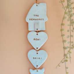 Personalized Clay Family Wall Hanging - Handmade House & Heart Name Plaque Gift - thumbnail 2