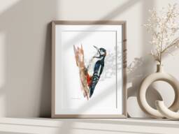 Woodpecker Watercolor Art Print, Bird Home Decor - thumbnail 1