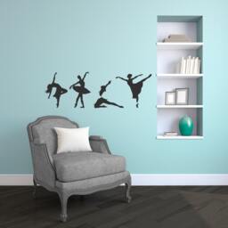 Ballet Dancers Silhouette - Wall Decal Custom Vinyl Art Stickers - thumbnail 1