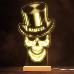 Skull With Top Hat Grunge Style Steampunk Personalised Gift Lamp Night Light - thumbnail 1