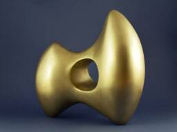 Minimalist Modern Sculpture - Metal Table Brass Golden Abstract Contemporary Shelf Decor - thumbnail 1