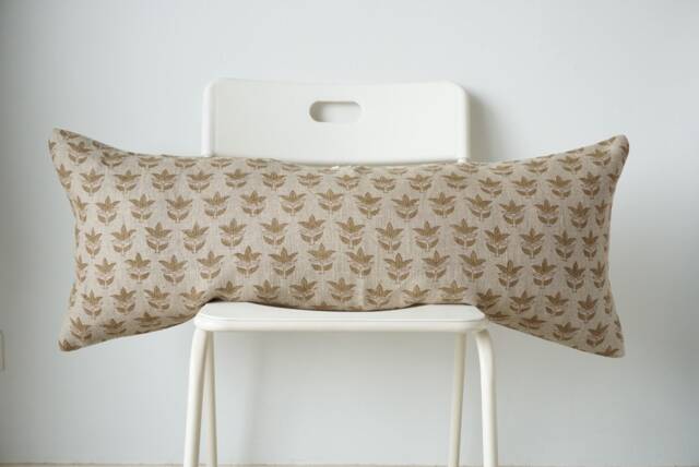 Block Print Lumbar Pillow Cover Floral Batik, Indian Textile - image 1
