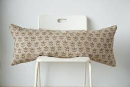 Block Print Lumbar Pillow Cover Floral Batik, Indian Textile - thumbnail 1