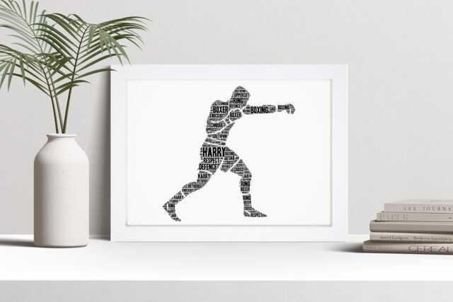 Personalised Male Boxer Word Art Print, Boxing Gift, Custom Wall Framed Picture, Present For Men, Boys Nl - image 1