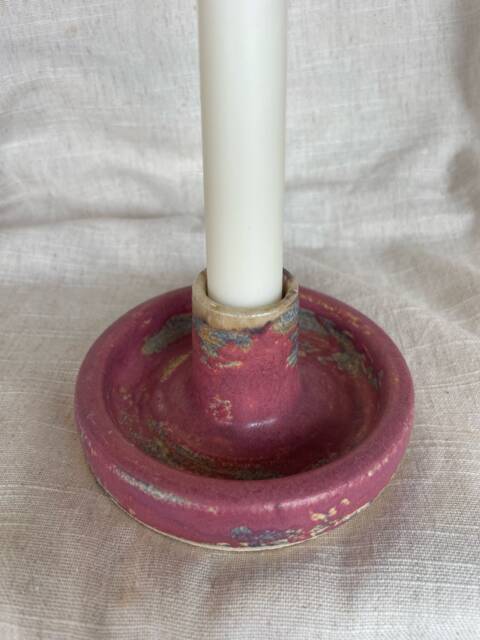 Dark Pink Candlestick Holder, Rose Candle Gift Homeware, Boho Home Decor, Bright Holder - image 1